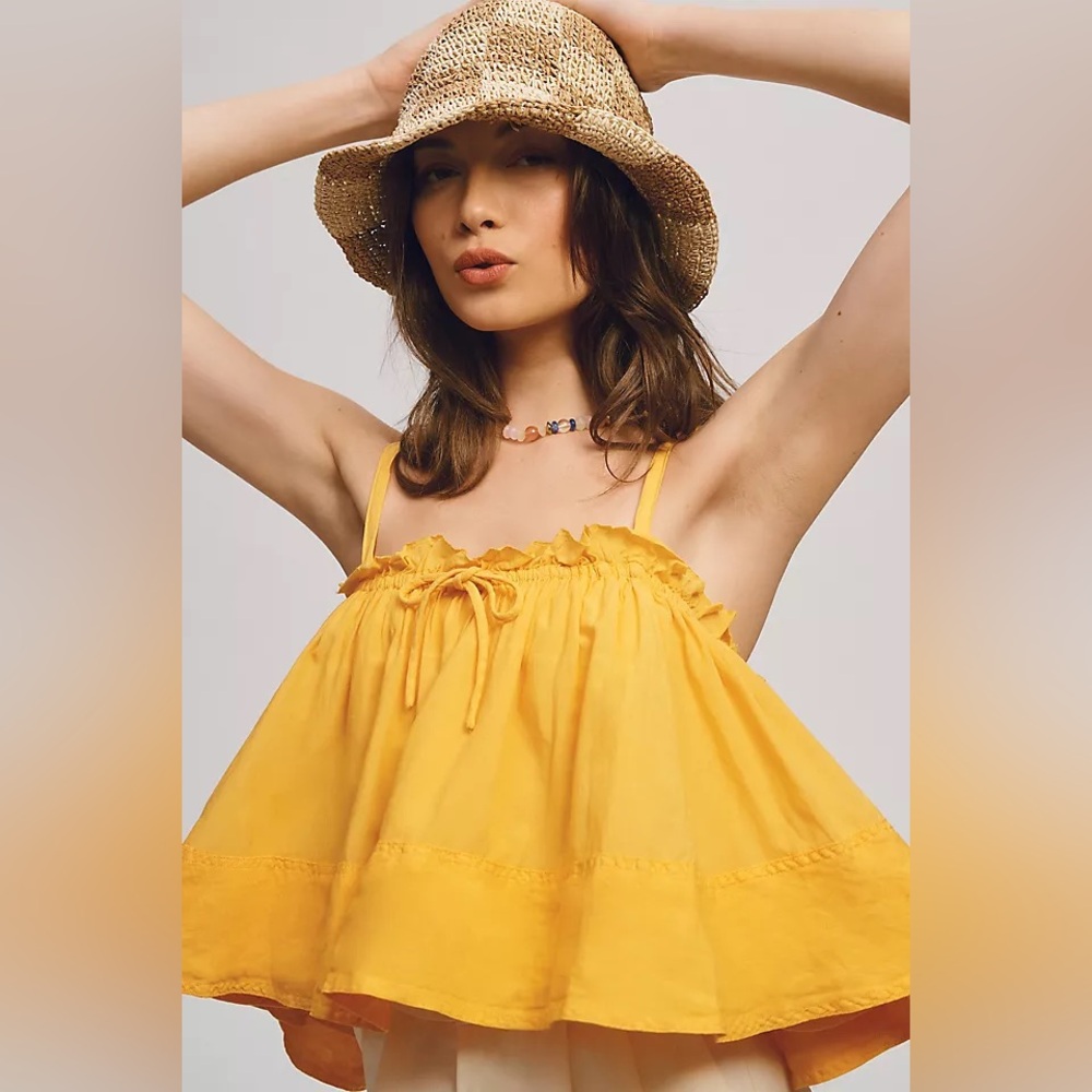 Yellow Ruffled Women's Top